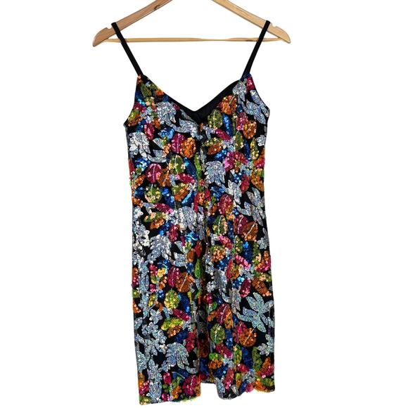 Mac Duggal NWT 26867 Black Sequined Floral Detail Mini Dress Size 2 Sweetheart - Picture 4 of 10